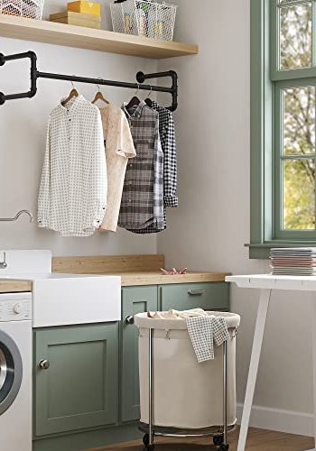 SONGMICS Veggmontert klesstang - svart jern (sett med 2)