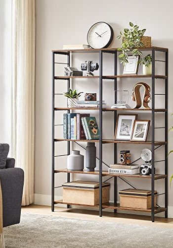 VASAGLE bokhylle, m. 5 hyller - rustikk brun sponplate og sort stl