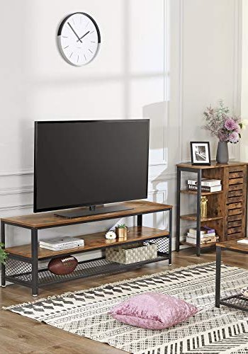 VASAGLE Schrank, mit 1 Lamellentür und 4 Einlegeböden – rustikale braune Spanplatte und schwarzer Stahl