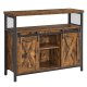 VASAGLE Sideboard, mit 2 Schiebetüren, verstellbarem Regal – rustikale braune Spanplatte und schwarzer Stahl