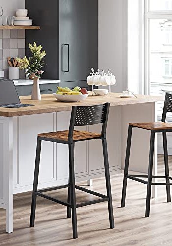 VASAGLE barkrakk, med rygg og fotsttte - rustikk brun sponplate og sort stl