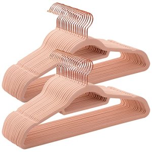 SONGMICS tjbjle, skridsikker, med bindestang og roseguldkrog - lyserd fljl stof (st med 50)