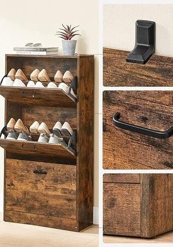 VASAGLE skoskab, m. 3 klaplger - rustik brun spnplade