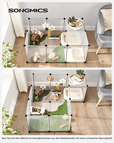 SONGMICS lekegrind for kjledyr, hamstere, kaniner, pinnsvin - klar plast
