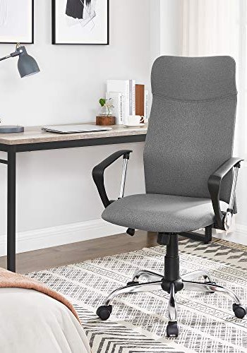 SONGMICS kontorstol, med armlener og vippefunksjon, hydejusterbar - gr polyester og stl