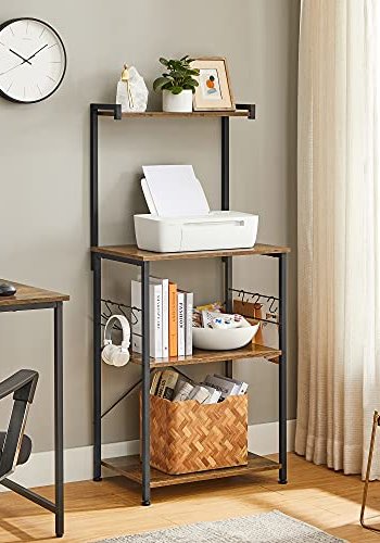 VASAGLE kjkkenhylle, m. 6 S-kroker og 4 hyller - rustikk brun sponplate og sort stl