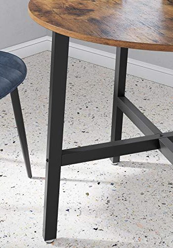 VASAGLE spisebord, rundt - brun sponplate og sort stl (80)