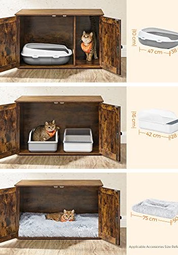 FEANDREA skap for sppelkasse, m. 2 drer og 2 rom - rustikk brun sponplate