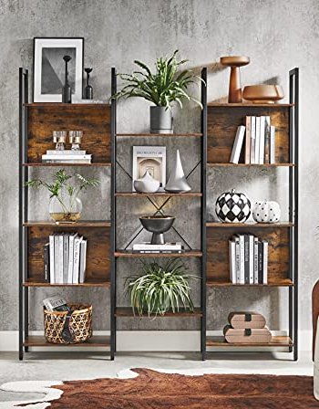VASAGLE Bücherregal, mit 14 Regalen – rustikale braune Spanplatte und schwarzer Stahl
