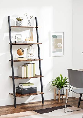 VASAGLE stigestativ, m. 5 hyller - brun sponplate og sort stl