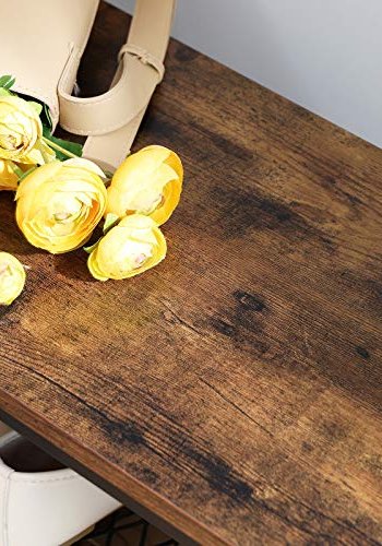 VASAGLE inngangsarrangement, m. 5 doble kroker, 4 hyller - brun sponplate og sort stl