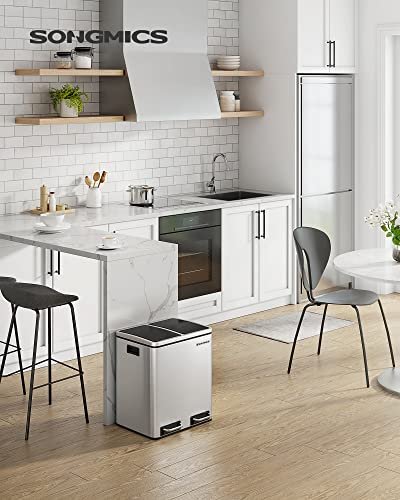 SONGMICS avfallsbeholder, trinnbeholder, med innerbeholder og hndtak - slv rustfritt stl