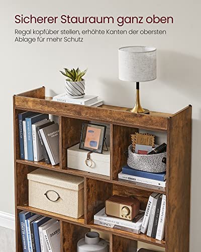 VASAGLE bokhylle, m. 8 rom - rustikk brun sponplate