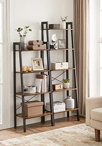 VASAGLE stigestativ, m. 5 hyller - brun sponplate og sort stl