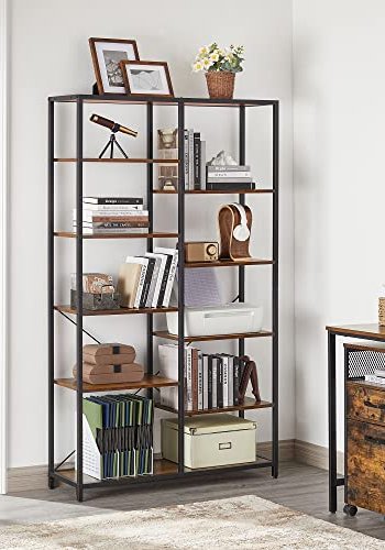 VASAGLE bokhylle, m. 9 hyller - rustikk brun sponplate og sort stl