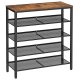 VASAGLE skohylle, m. 4 mesh hyller - rustikk brun sponplate og sort stl