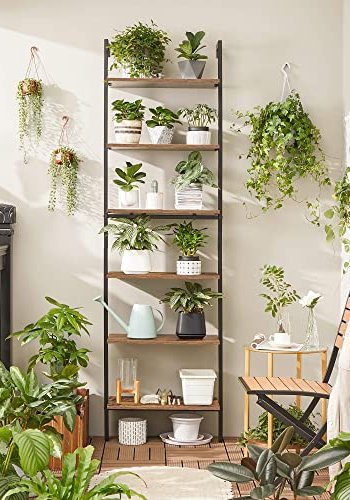 VASAGLE bokhylle, m. 6 hyller - brun sponplate og sort stl