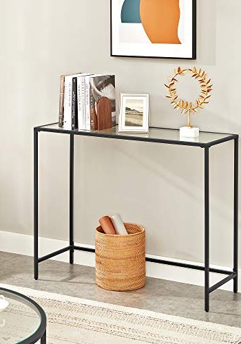 VASAGLE konsollbord, m. 1 hylle - herdet glass og sort stl (100x35)