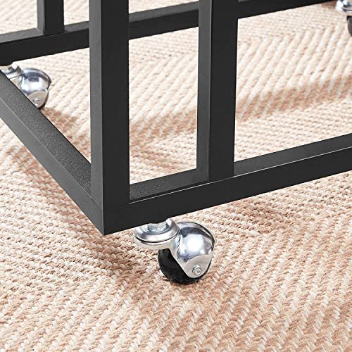 VASAGLE Beistelltisch mit Rollen – rustikale braune Spanplatte und schwarzer Stahl (50 x 35)