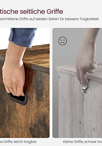 VASAGLE benk, med oppbevaringsplass og 2 sikkerhetshengsler - rustikk brun sponplate (100x40) 