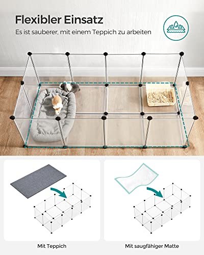 SONGMICS lekegrind for kjledyr, hamstere, kaniner, pinnsvin - klar plast