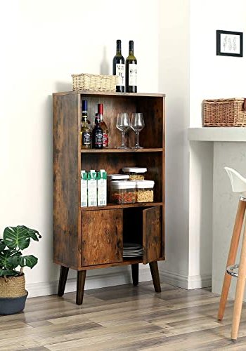 VASAGLE bokhylle, m. 2 drer og 2 hyller - rustikk brun sponplate og tre