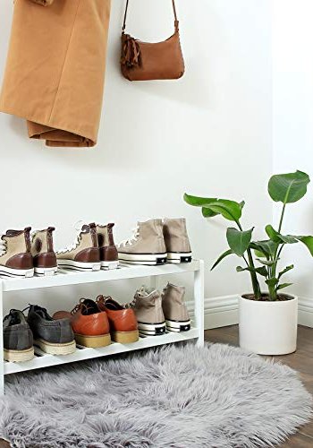 SONGMICS skohylle, m. 2 hyller - hvit bambus