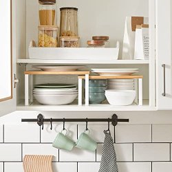 Krydderihylde, stabelbar - natur bambus og hvid metal (st med 2)