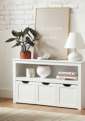 VASAGLE barnebokhylle, m. 1 rom og 3 bokser med hjul - hvit MDF