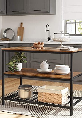 VASAGLE bakerist, kjkkeny, m. 2 hyller - brun sponplate og sort stl (120x60)