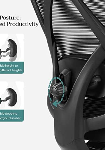 SONGMICS Kontorsstol, ergonomisk skrivbordsstol, datorstol, ntstol, justerbart svankstd och nackstd, 150 kg, hjdjusterbar, svart OBN063B01