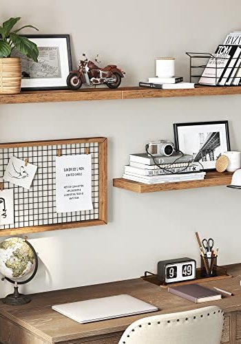 VASAGLE flytende hylle, rektangulr - brun MDF (L:80cm)