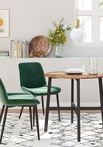 VASAGLE spisebord, rundt - brun sponplate og sort stl (80)