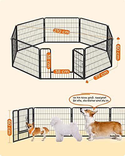 FEANDREA lekegrind for kjledyr, hunder, kaniner og sm dyr, for innendrs og utendrs bruk - svart jern