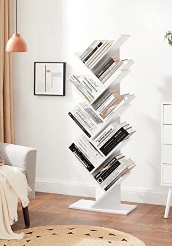 VASAGLE Bücherregal „Tree“ – weiße Spanplatte