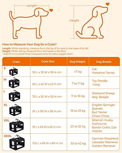 FEANDREA hundekasse, sammenleggbar, med hndtak - mesh, svart stoff og metall