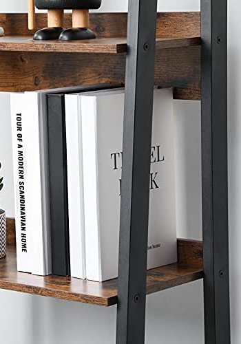 VASAGLE Leiterregal, mit 4 Ablagen – rustikale braune Spanplatte und schwarzer Stahl