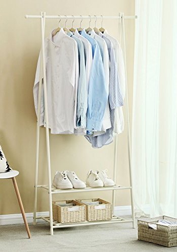 SONGMICS klesstativ, m. 2 hyller - hvitt jern