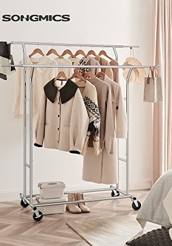 SONGMICS Heavy Duty klesstativ, m. 2 justerbare hengestenger, hydejusterbare, hjul - slvjern