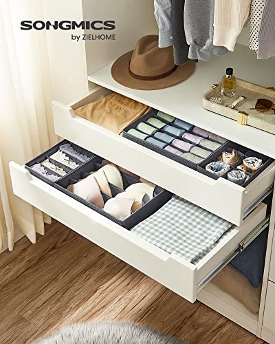 SONGMICS garderobeboks, for underty, sokker, slips, skjerf, sammenleggbar - grtt stoff (sett med 8)