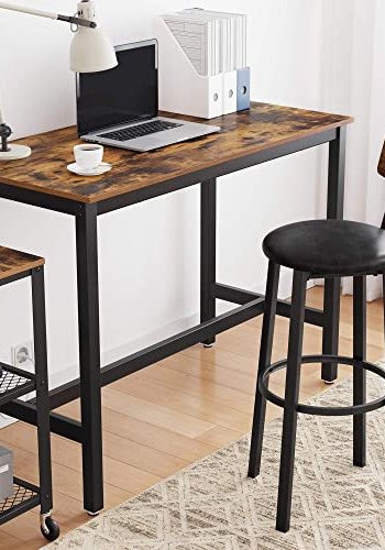 VASAGLE barbord, rektangulrt - brun sponplate og sort stl (120x60)