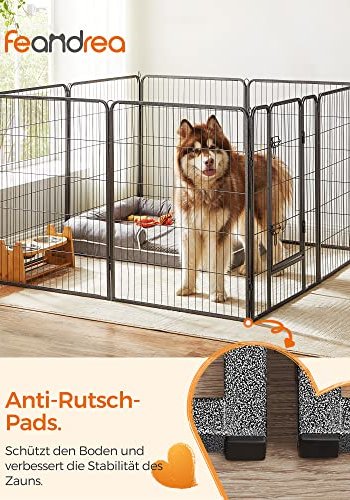 FEANDREA lekegrind for kjledyr, hunder, kaniner og sm dyr, for innendrs og utendrs bruk - grtt metall