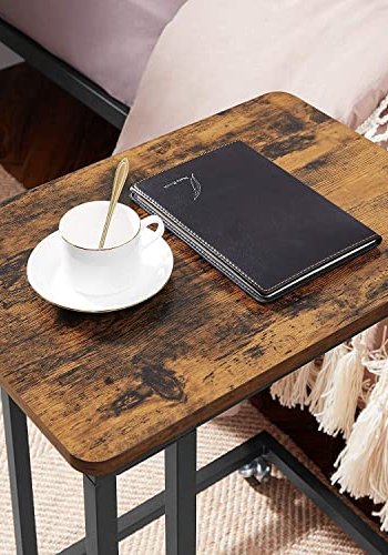 VASAGLE Beistelltisch mit Rollen – rustikale braune Spanplatte und schwarzer Stahl (50 x 35)