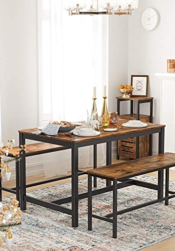 VASAGLE spisebord, rektangulr - rustik brun spnplade og sort jern (120x75)