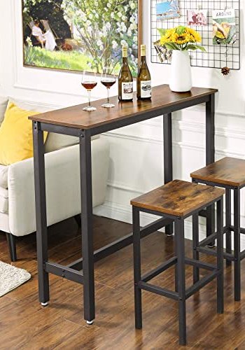 VASAGLE smalt barbord, rektangulrt - rustikk brun sponplate og sort stl (120x40)                