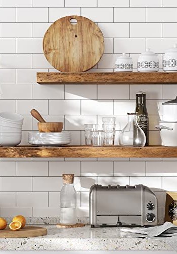 VASAGLE flytende hylle, rektangulr - brun MDF (L:80cm)