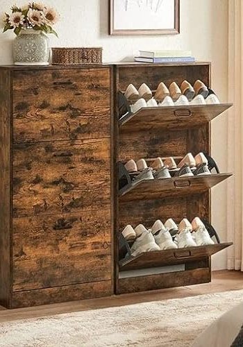 VASAGLE skoskab, m. 3 klaplger - rustik brun spnplade