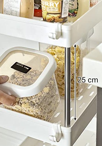 SONGMICS Aufbewahrungswagen, mit 4 Ablagen und Rädern – weißes Polypropylen und Metall