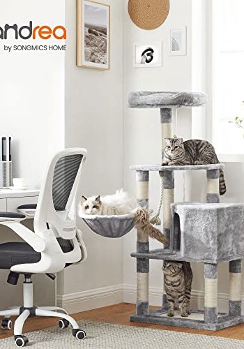 FEANDREA skrapestolpe, 4 niver, 1 plattform, 1 hule, 1 pom-pom, 1 kurv - lys gr plysj