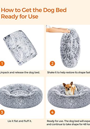 FEANDREA smultringhundseng, rund, med avtagbart vaskbart trekk - lang gr plysj (60)